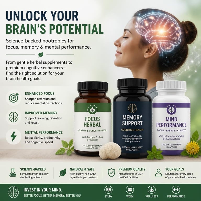 Discover science-backed nootropics for focus memory and mental performance